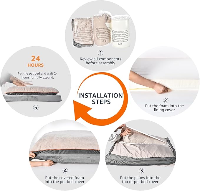 Amazon Basics Dog Bed with Cooling Gel Memory Foam, Pressure-Relief Support for Dogs up to 50lbs, Non-Slip Bottom, Machine Washable Cover, Large Sized (36" x 27"), Grey