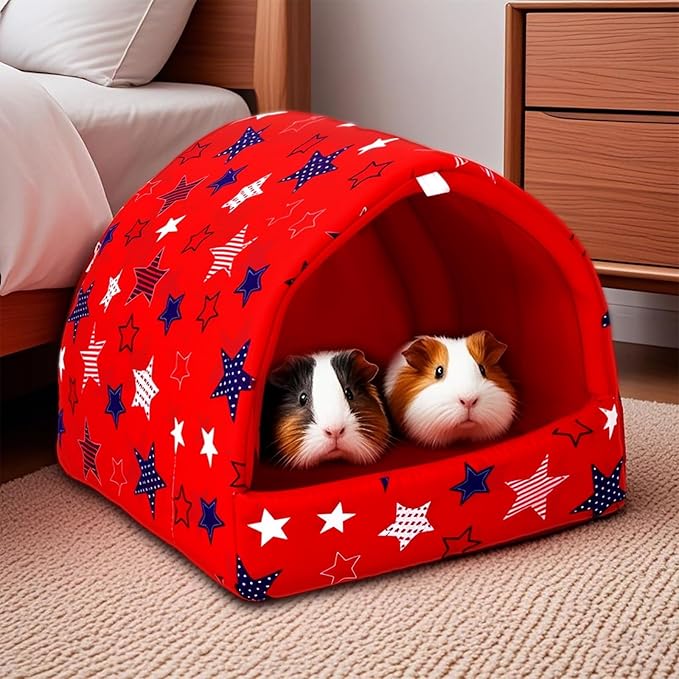 UPINS 2 Pack Guinea Pig Bed, Guinea Pig Hideout Washable Small Animal House Cage Accessories for Dwarf Rabbits Chinchillas Hamsters Hedgehogs Ferrets Bearded Dragons and Rats