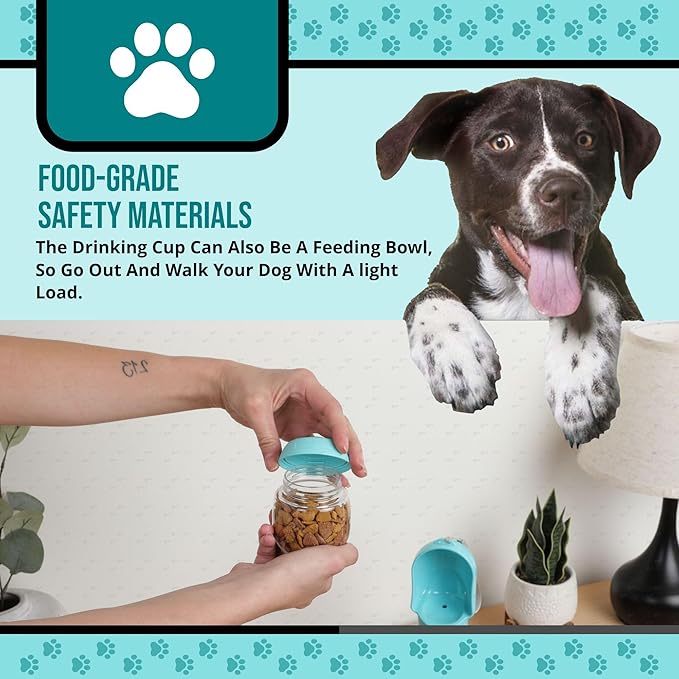 Leak Proof Portable Dog Water Bottle with Bowl – Travel Pet Water Dispenser for Walking & Hiking – Food Grade Plastic – Choose from 3 Colors (Blue, 500 ml)