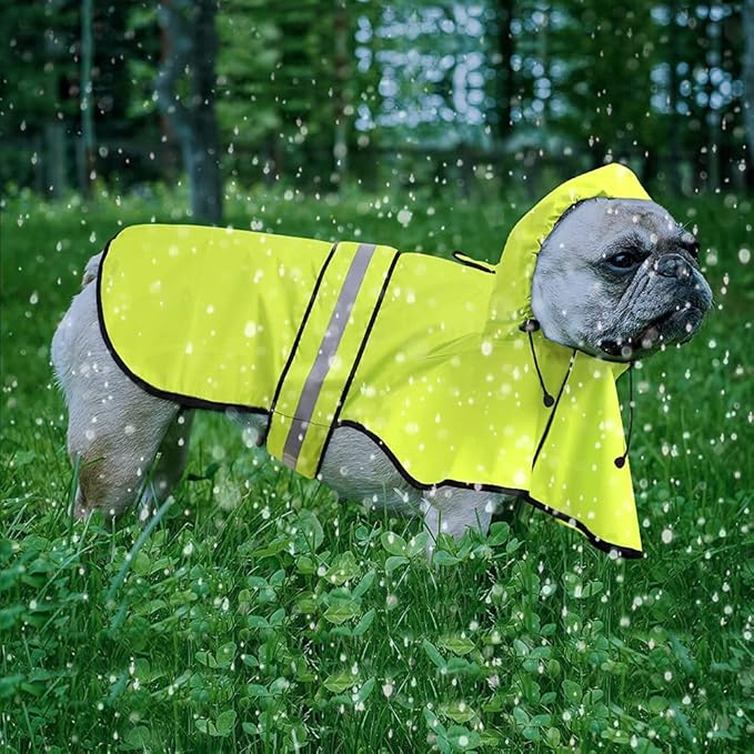 Waterproof Puppy Rain Jacket - Adjustable Reflective Dog Raincoat, Lightweight Dog Hooded Slicker Poncho Raincoats for Small to X- Large Dogs and Puppies (Neon Green, Small)