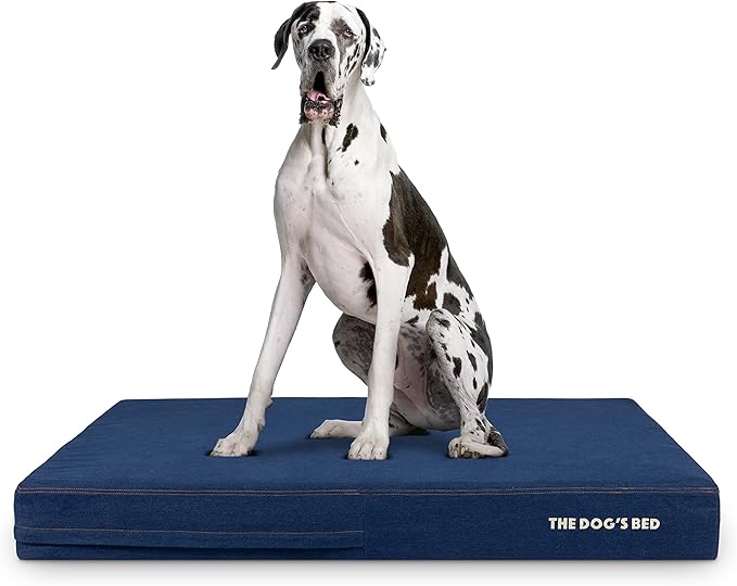 The Dog’s Bed Orthopedic Memory Foam Dog Bed, XXL Blue Denim, Pain Relief for Arthritis, Hip & Elbow Dysplasia, Post Surgery, Lameness, Supportive, Calming, Waterproof Washable Cover