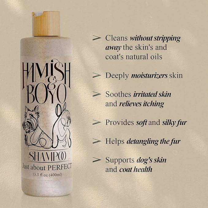 Natural Itch Relief Dog Shampoo – Hypoallergenic & Anti-Itch, Soothes Dry, Sensitive Skin, Oatmeal & Aloe, Lavender Scent, Tear-Free, Safe for Puppies & All Breeds, Made in USA by Hamish&Boyo