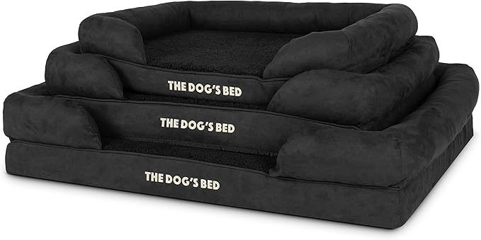 The Dog’s Bed, Medium Black Faux PL, Memory Foam, Pain Relief: Arthritis, Hip & Elbow Dysplasia, Post Surgery, Lameness, Supportive, Calming, Washable Cover