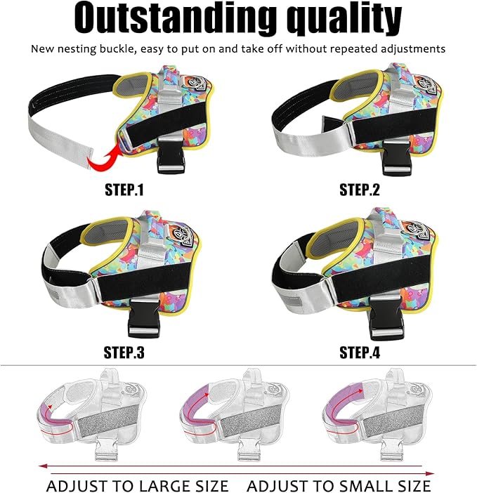 Bolux Dog Harness, No-Pull Reflective Dog Vest, Breathable Adjustable Pet Harness with Handle for Outdoor Walking - No More Pulling, Tugging or Choking (Small (Pack of 1), Watercolour)