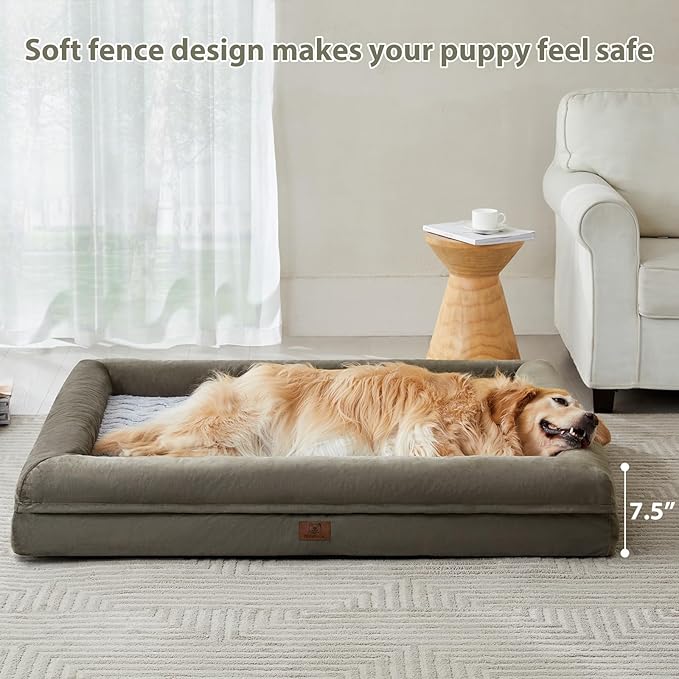 WNPETHOME Giant Dog Bed, Washable Dog Couch with Removable Waterproof Cover, Orthopedic Large Pet Sofa Bed with Bolster Sides for Sleeping