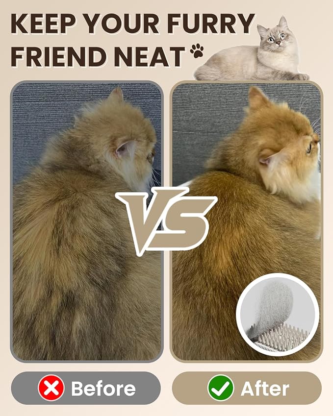 Cat Steam Brush for Shedding, Pet Steam Brush for Cats and Dog, 4 in 1 Rechargeable Cat Hair Brush, Spray Anti-Static, Massage, Cleaning, Shedding & Combing All In One, for Long & Short Haired Pets!