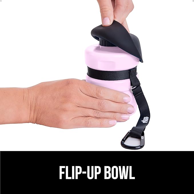 GORILLA GRIP Dog Water Bottle, Portable Water Bowl Dispenser for Dogs, 20 oz Leak Proof Pet Travel Squeeze Bottles, Food Grade Silicone, to Go Puppy Essentials, Hiking Camping Trip Accessories, Pink