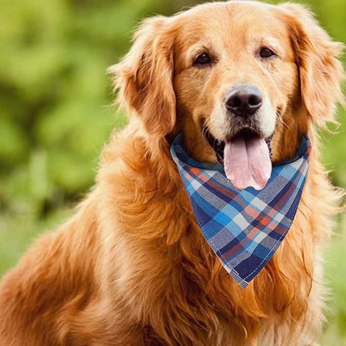 8 Pack Triangle Dog Bandanas, Reversible Plaid Painting Bibs Scarf, Washable Christmas Dog Bandanas Apparel & Accessories Kerchief Set