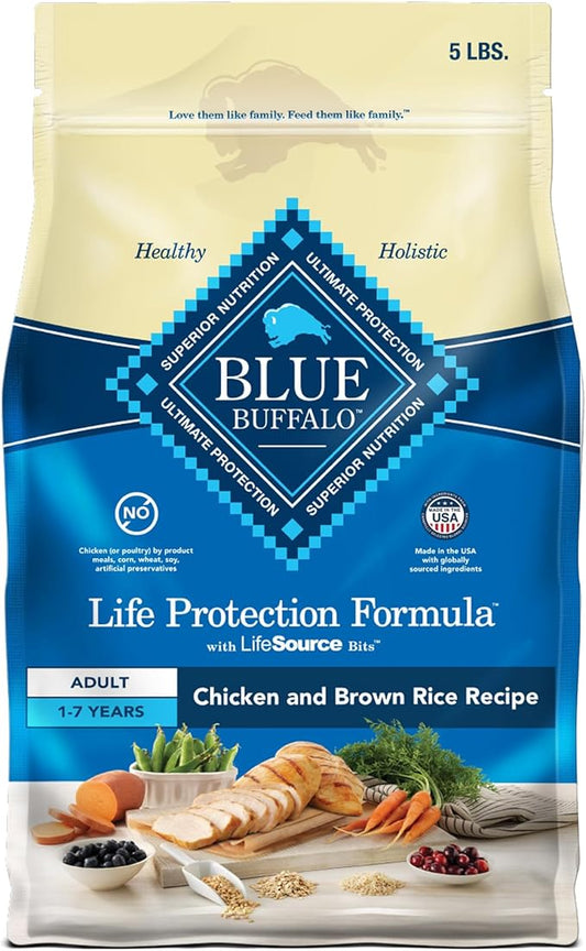 Blue Buffalo Life Protection Formula Natural Adult Dry Dog Food, Chicken and Brown Rice 5-lb Trial Size Bag