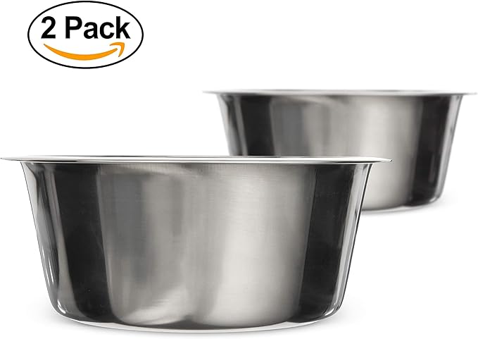 Neater Pet Brands 9 Cup (72 oz.) Stainless Steel Dog Bowls, Set of 2 Neater Feeder Replacement Bowls (Large Deluxe Model), Dog Food Bowl or Water Bowl, Dishwasher Safe Metal Dish for Large Dogs