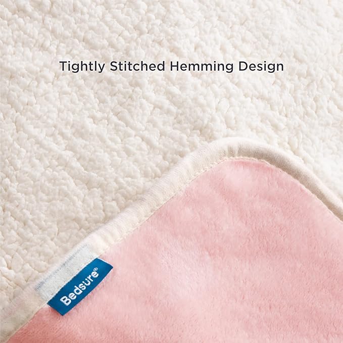 Bedsure Waterproof Dog Blankets for Extra Large Dogs - XL Cat Blanket Washable for Couch Protection, Sherpa Fleece Puppy Blanket, Soft Plush Reversible Throw Furniture Protector, 50"x60", Pink