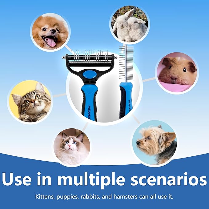 Pet Grooming Set with Shedding Brush and Dematting Comb,Brush for Small Breed Dogs,Cat Shedding Brush,Stainless steel teeth remove tangled hair,Pet Grooming Tools-Small