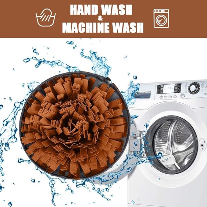 AWOOF Pet Snuffle Mat for Dogs, Interactive Feed Game for Boredom, Encourages Natural Foraging Skills for Cats Dogs Bowl Travel Use, Dog Treat Dispenser Indoor Outdoor Stress Relief (Brown)