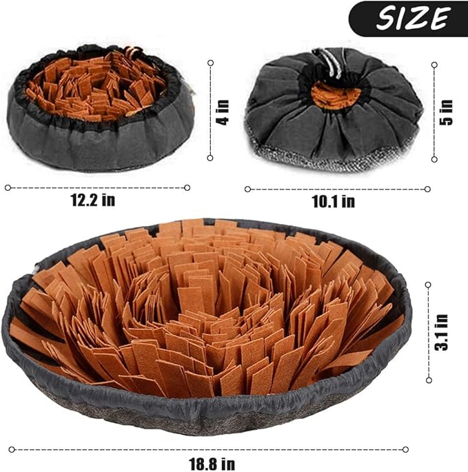 AWOOF Pet Snuffle Mat for Dogs, Interactive Feed Game for Boredom, Encourages Natural Foraging Skills for Cats Dogs Bowl Travel Use, Dog Treat Dispenser Indoor Outdoor Stress Relief (Brown)