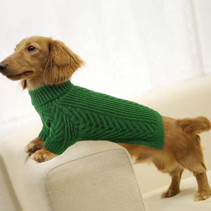 Dog Knitted Sweaters for XXXX-Large Dogs, Pet Winter Turtleneck Warm Pullover Thick Sweatshirt Greyhound Bernese Mountain (Green, 3XL)