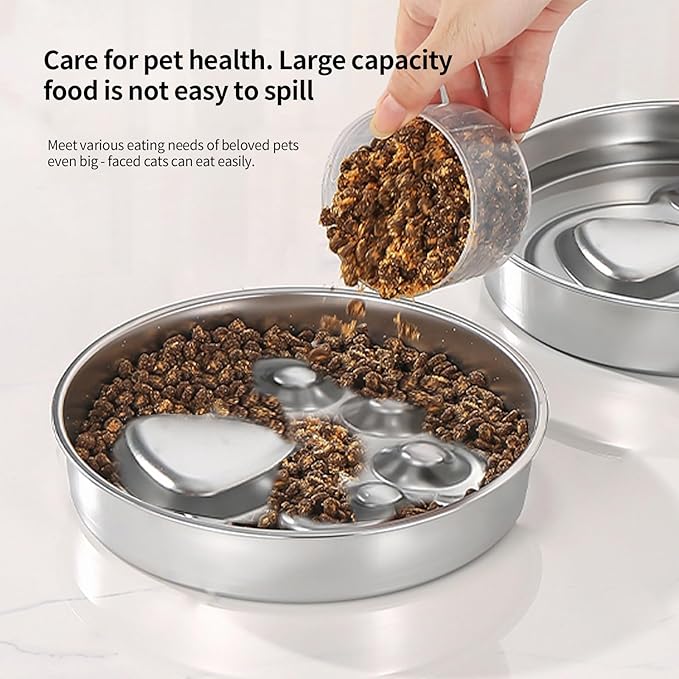 PAKEWAY 304 Stainless Steel Slow Feeder Dog Bowls - Dog Food Bowl, Easy to Clean, Large Capacity, Non-Slip Base Suitable for All Breeds of Dogs.
