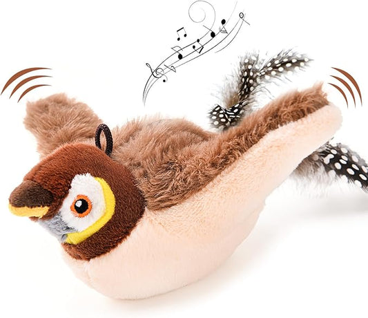 AUSCAT Flappy Bird Cat Toy, Simulated Chirping Bird Cat Toy Flapping Wings, Rechargeable,Interactive Catnip Toys for Indoor Kittens (No Flying)