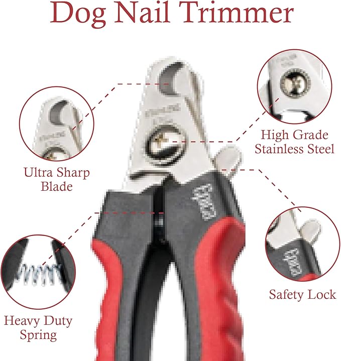 Epica Professional Dog Nail Clipper, Nail Clippers for Large Dog, Easy and Safe Grooming Clippers, Cat Claw Trimmer with Safety Guard (Small/Medium)