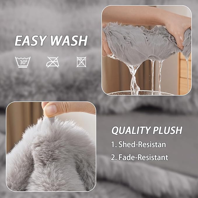 Cat Blanket for Indoor Cats Ultra Soft Plush Faux Fur Kitten Blankets Machine Washable Reversible Pet Throw Protector for Couch Furniture 21"X 18" Grey