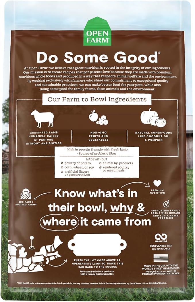 Open Farm Pasture-Raised Lamb Grain-Free Dry Cat Food, Humanely Raised Lamb Recipe with Non-GMO Superfoods and No Artificial Flavors or Preservatives, 2 lbs