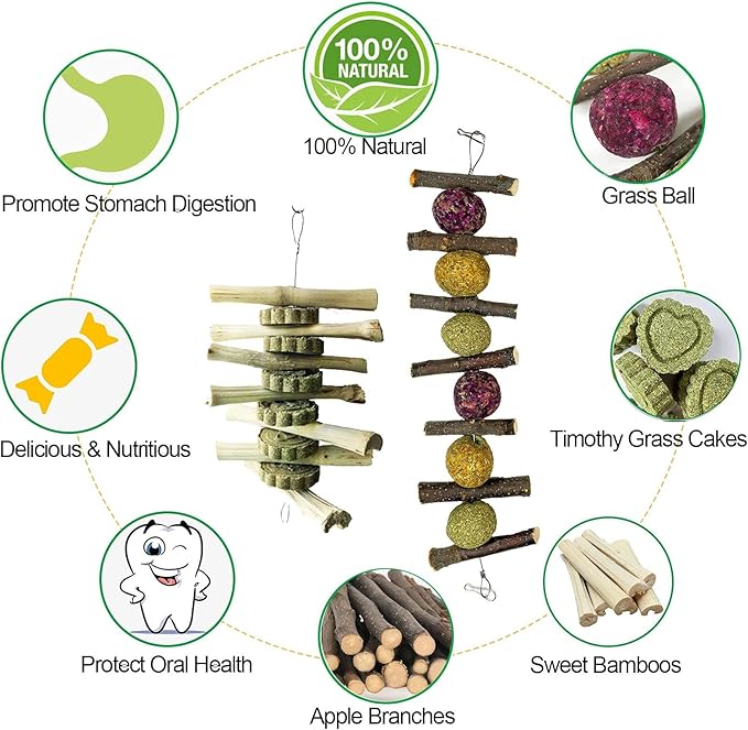 kathson Bunny Chew Toys for Teeth Grinding, Rabbit Wooden Scratch Board Feet Pad Platform Small Animals Play Toy for Guinea Pigs Chinchilla Hamsters Other Rodent Pets(E)