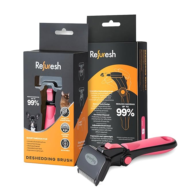 Deshedding Dog Brush for Short/Medium Hair (Small,Pink) – Gentle Deshedding tool for Dogs & Cats – Reduces shedding, without damaging topcoat. Removes Loose Fur & Dead Undercoat.