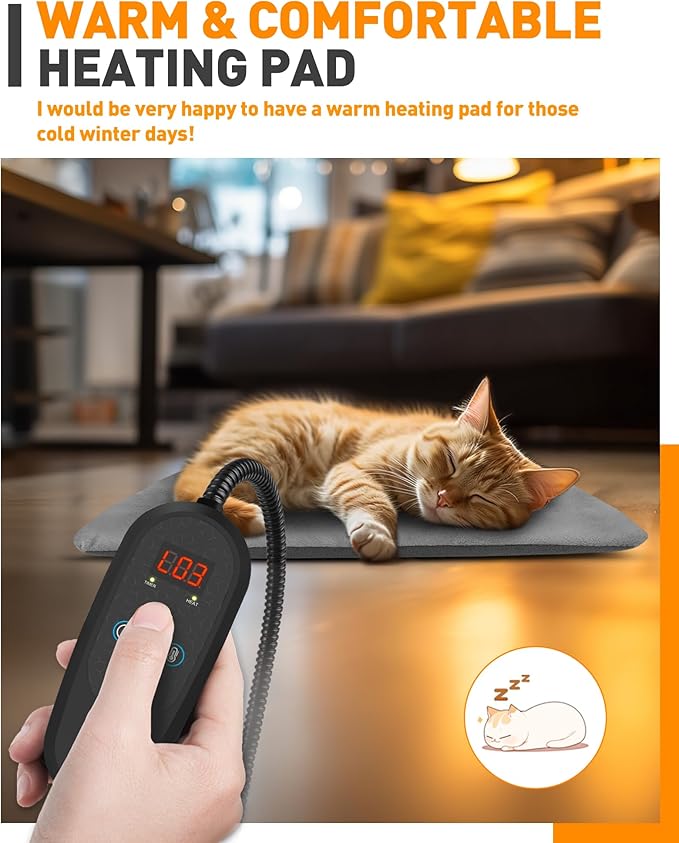 2023 Newest Pet Heating Pad Temperature Adjustment Dog Heating Pad Anti-bite Puppy Heating Pad with Timer Cat Heating Pad Indoor Waterproof Pet Warming Pad Electric Heated Bed Mat Dog