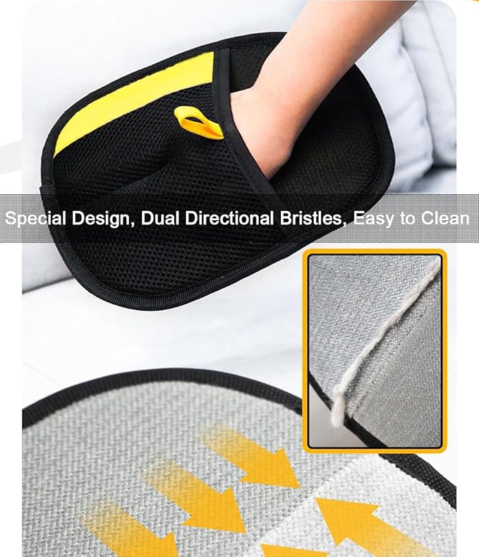 MERRYGOLD 2PCS Pet Hair Removal Glove for Cats and Dogs, Electrostatic Pet Hair Remover Grooming Glove, Reusable Cat Dog Hair Remover Glove Brush for Bed, Clothes, Couch, Carpet, Car Seat