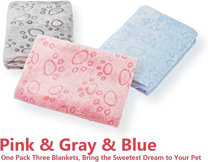 LeapSheep Pet Blankets for Dogs Cats - 3Pack Heart Pattern Super Soft Fluffy Dog Blankets for Small Medium Large Doggy Kitten (Light, Small)