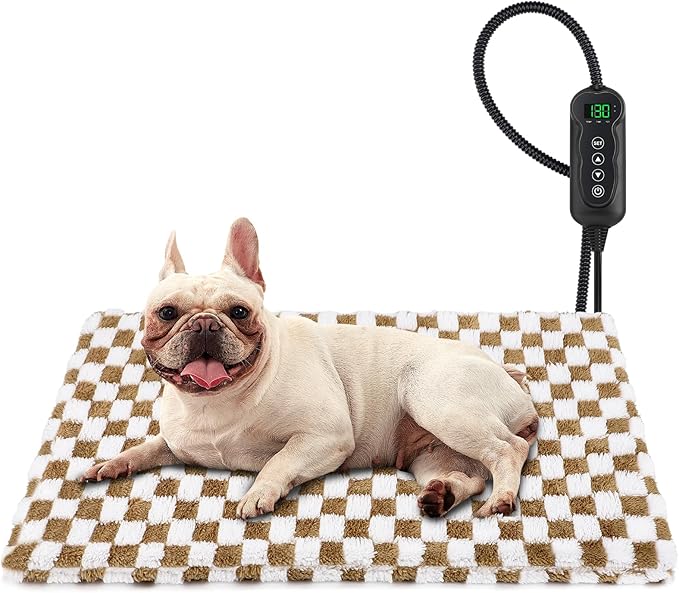 MIXJOY Heated Dog Bed, 11 Adjustable Temperature Dog Heating Pad Indoor with Timer, Pet Heated Mat for Dogs Cats, Electric Cat Heating Pad with Washable Cover, Heated Pet bed-28''x16'', Medium