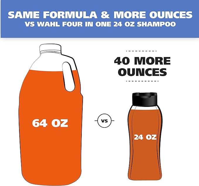 Wahl USA 4-in-1 Calming Pet Shampoo for Dogs with a Lavender Chamomile Scent – Cleans, Conditions, Detangles, & Moisturizes - Pet Friendly Formula – 64 Oz - Model 821000-050