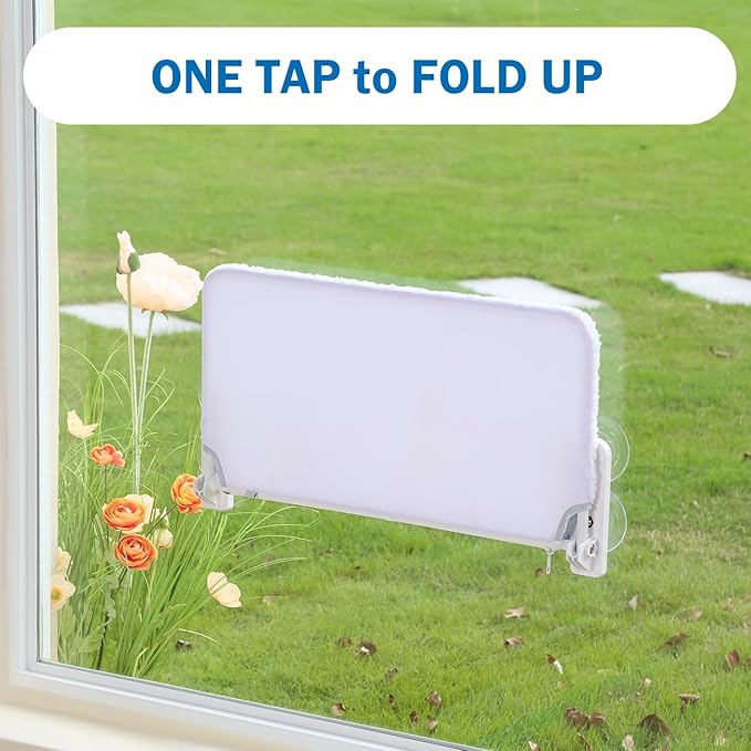Zakkart 2PC Easy Fold Cat Window Perch - Cordless, Fold-Up, Zip Closure Embeded Machine Washable Bed Cover, Robust Metal Frame - Cat Hammock for Window for Large Cats and Kittens(White, Medium, 2PC)