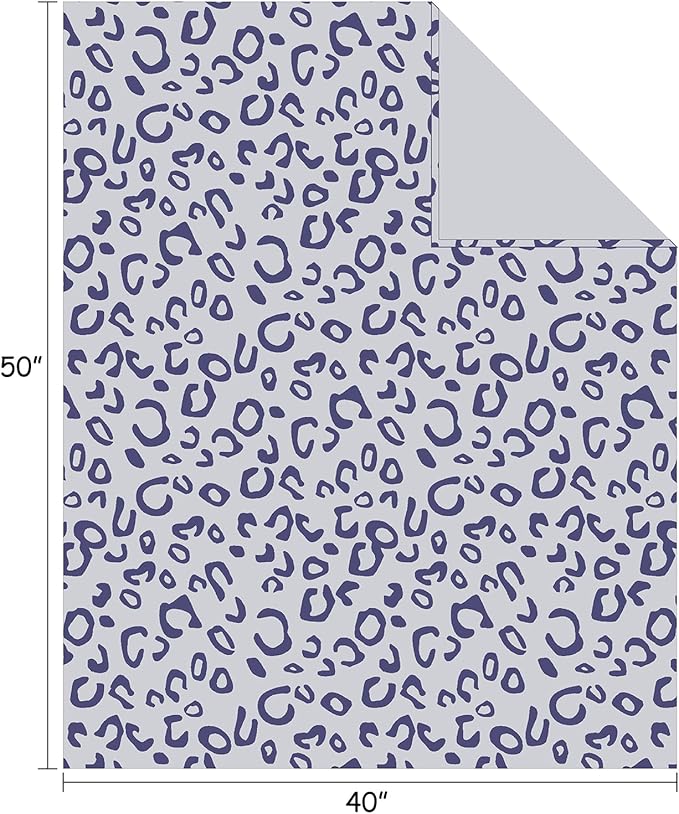 FY FIBER HOUSE Flannel Fleece Leopard Print Throw Blanket Super Soft Lightweight Fluffy Throw for Couch, 40"X50",Blue