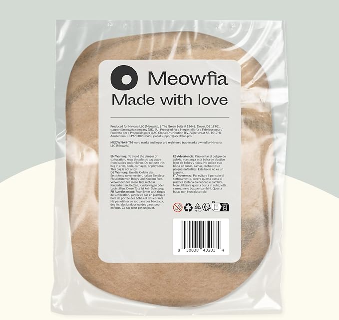 MEOWFIA Cat Cave – Premium Felt Cat Bed for Indoor Cats, Handmade 100% Merino Wool (Beige, Large)