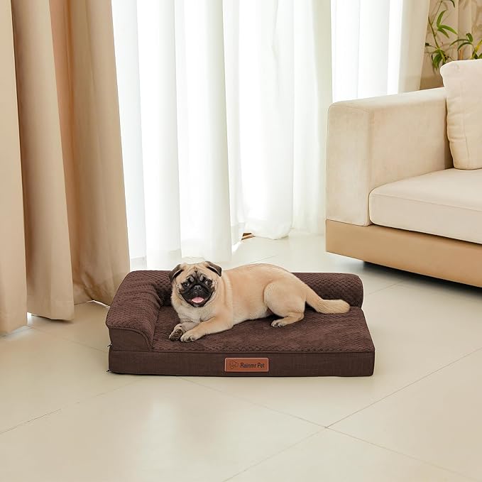 Orthopedic Dog Bed Medium Size Dog, Memory Foam Pet Bed for Small and Medium Dogs, Washable Removable Cover, Nonskid Bottom, Waterproof, 30x20x6 Inches, Brown Grey