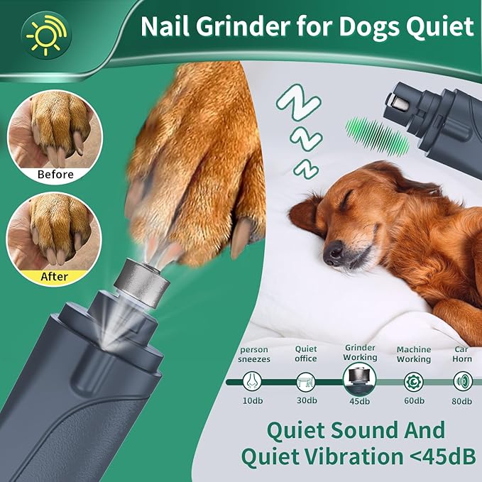 2-in-1 Dog Nail Clippers & Cat Nail Clippers Trimmers for Large Medium Small Dogs Cats Claw Trimmer Quick Sensor and Safety Guard USB Rechargeable with 2 LED Lights Dogs Nail Trimmer