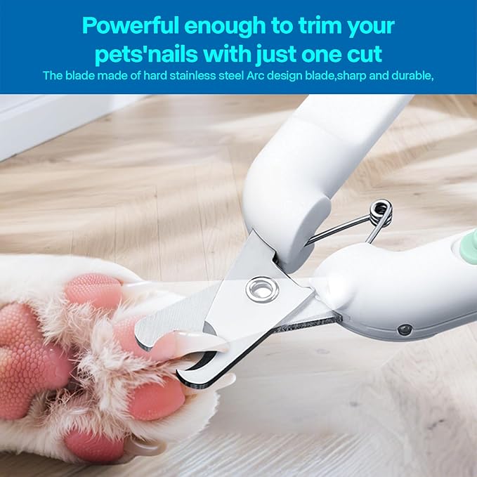 PAKEWAY Dog Nail Clippers with LED Light - Pet Nail Trimmer and File for Large Dogs, Small Dogs, Puppies, Cats, and Rabbits