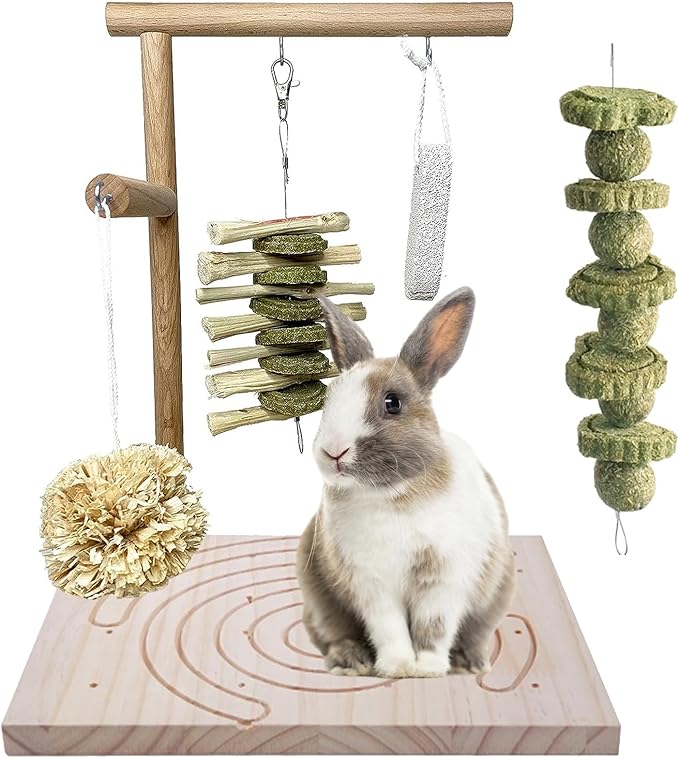 kathson Wooden Rabbit Toys Scratching Pad Bunny Chew Toys for Small Animal Rabbits Guinea Pigs Chinchilla Hamsters