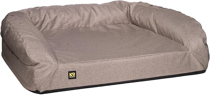 K9 Ballistics Tough Orthopedic Small Bolster Dog Bed - Washable, Durable and Water Resistant Dog Bed - Made for Toy and X-Small Dogs, 24" x 18", Taupe Premium Finish