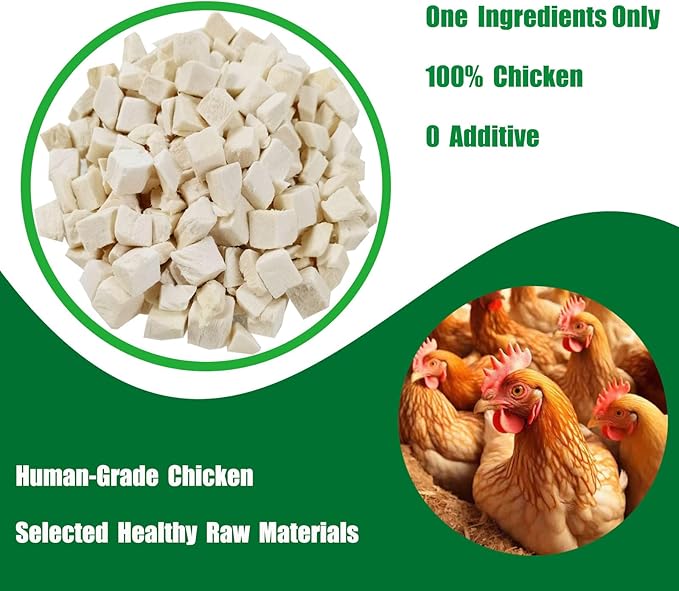 Freeze Dried Chicken Raw Cat and Dog Treats,8oz/228g Healthy Single Ingredient Chicken Breast Cube High Protein Weight Control Traing Treats for Small Dogs Cats Food