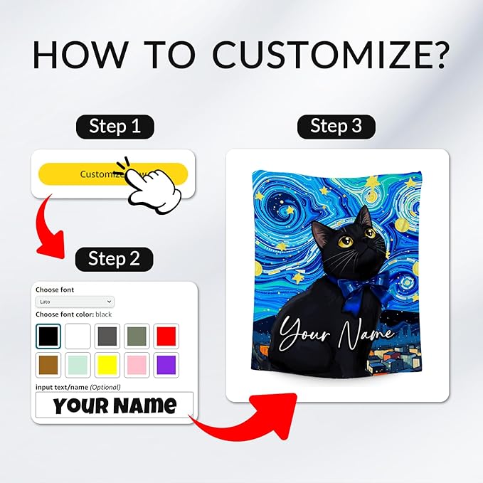 Kids Blanket - Custom Cat Blankets for Cat Lovers - Lightweight Flannel Soft Cute Throws Gifts for Room Decor/Bed/Sofa - 4 Sizes