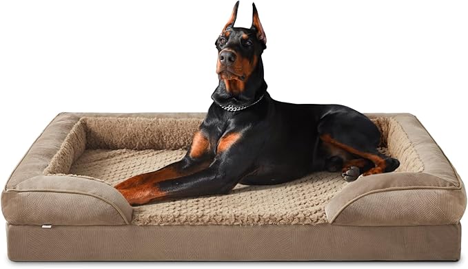 INVENHO Orthopedic Extra Large Dog Bed, XXL Waterproof Dog Sofa, Egg-Crate Foam Couch with Washable Removable Cover, Waterproof Lining and Nonskid Bottom