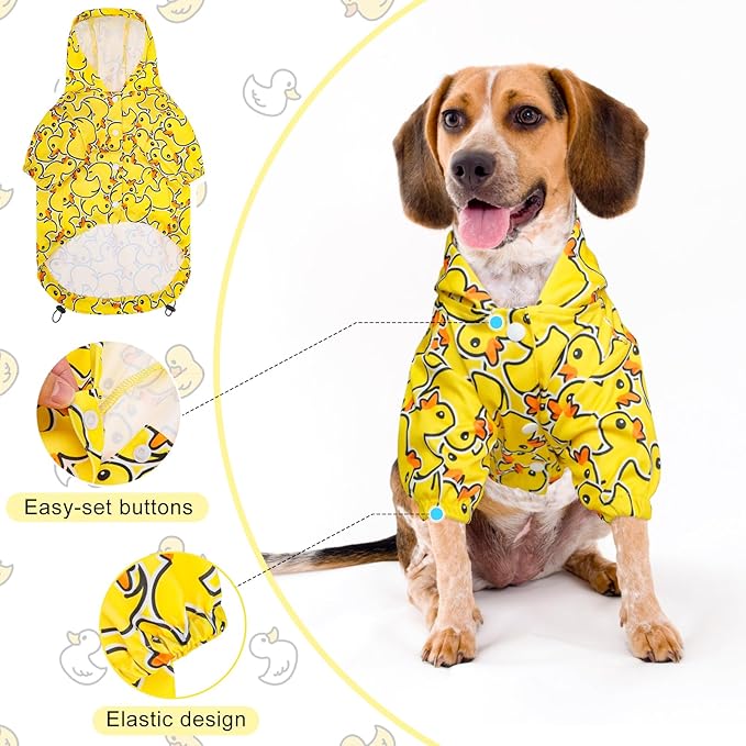 BEAUTYZOO Dog Raincoat Hooded with Harness Built-in for Small Medium Large Dogs Girls Boys, Dog Rain Jacket Slicker Poncho, Waterproof Dogs Rain Coat Clothes for Winter Rainy Snowy Days, Yellow S