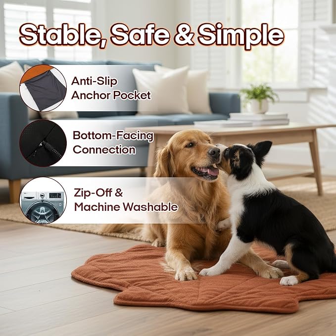 Red Shell shaped Dog heating pad (47"x36"), Obtained FCC and UL Dual Certification, Waterproof, Adjustable Temperature, Machine Washable,for Indoor/Outdoor Use, Suitable for Pets of All Ages