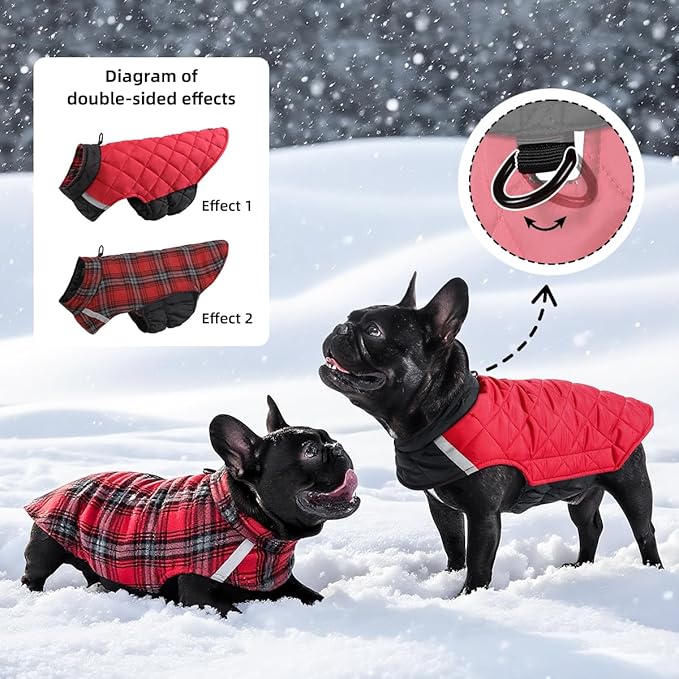 Reversible Waterproof Dog Coat - Adjustable Winter Jacket for Small to Large Breeds, Warm Cold Weather Apparel for Medium Dogs (Pink & Khaki, X-Large (Pack of 1))