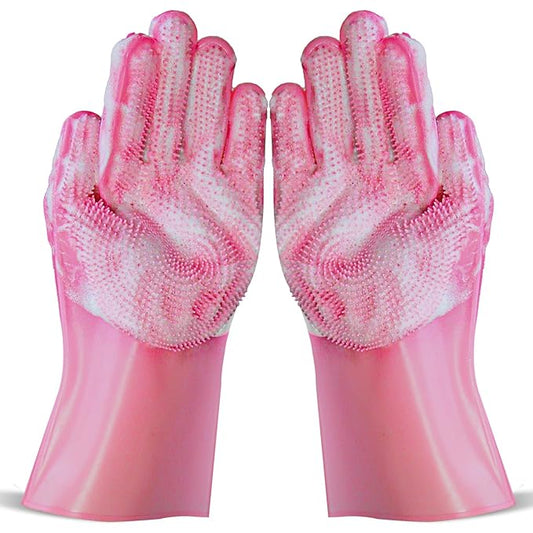 Dog Washing Gloves -Dog Bath Brush - Dog Bath Gloves - Dog Shampoo Brush - Pet Grooming Gloves -Cat Grooming Supplies_ Dog Bath Supplies(1 Pair Pink