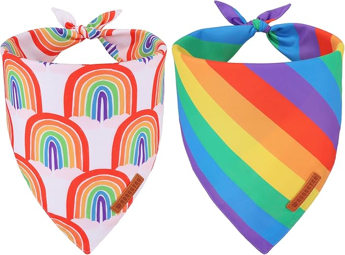 ADOGGYGO Rainbow Dog Bandana, Multi Size Offered, Rainbow Bandanas for Small Dogs Pets (Small)