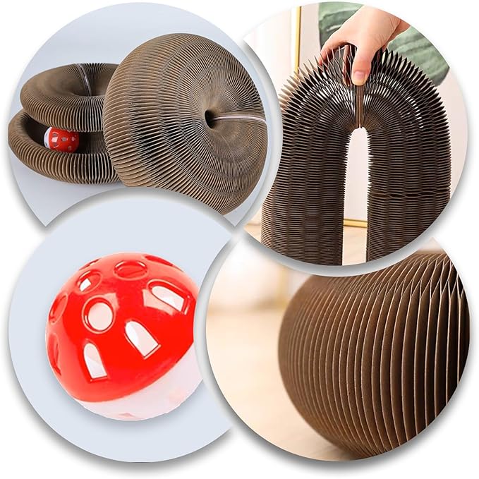 Kitty kurlz Cat Scratching Board, Kitty Curlz Cat Toy, Made of Recyclable Corrugated Cardboard, Scratch-Resistant and Abrasion-Resistant, Foldable