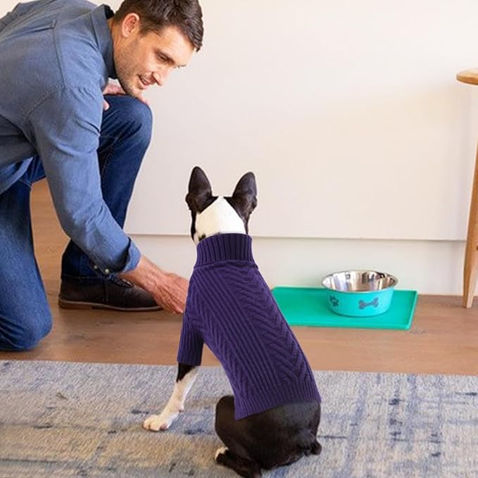 Pet Sweater, Dog Sweaters for Medium Dogs, Warm Pullover Doggie KnitTurtleneck Warm Clothes for French Bulldog, Boston Terrier (RoyalBlue, M)
