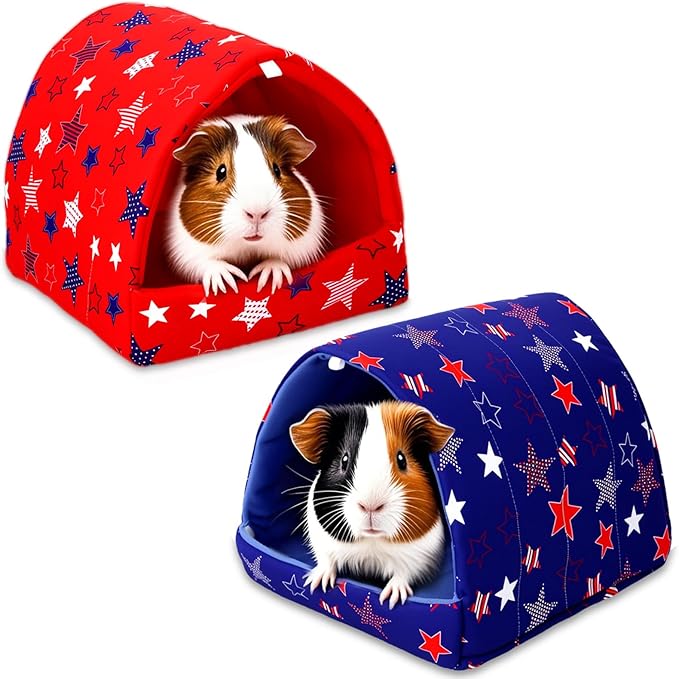 UPINS 2 Pack Guinea Pig Bed, Guinea Pig Hideout Washable Small Animal House Cage Accessories for Dwarf Rabbits Chinchillas Hamsters Hedgehogs Ferrets Bearded Dragons and Rats
